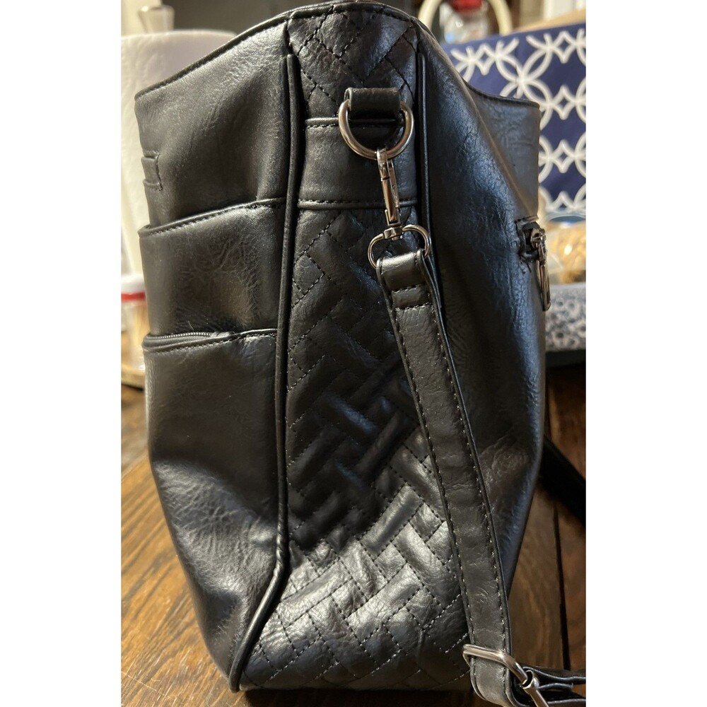 Sam & Hadley Black Leather Zippered Purse Shoulder Bag - Picture 10 of 11